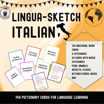 Preview of Language Learning Vocabulary Pictionary Cards - Italian