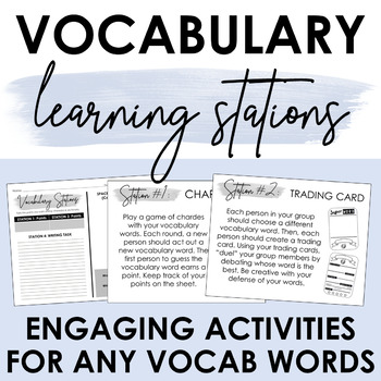 Preview of Vocabulary Learning Stations for ANY Vocabulary List | Engaging Activity