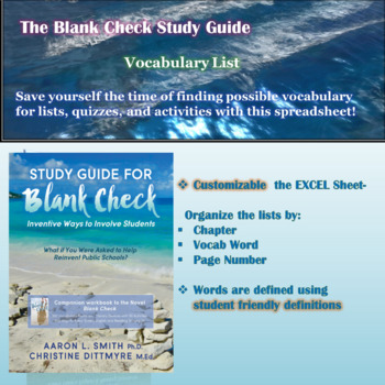 Preview of Vocabulary List-Blank Check Study Guide