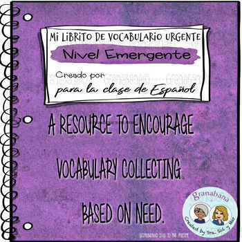 Preview of Vocabulary Log Booklet - Mi Librito de Vocabulario Urgente: Nivel Emergente