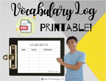 Preview of Vocabulary Log PDF