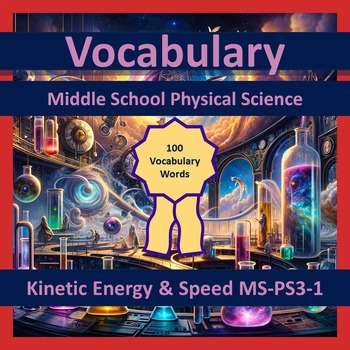 Preview of Vocabulary MS Physical Science Kinetic Energy & Speed MS-PS3-1 100 Words