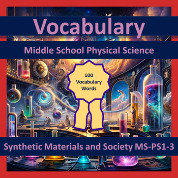Preview of Vocabulary MS Physical Science Synthetic Materials & Society MS-PS1-3 100 Words