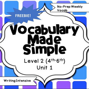 Preview of Vocabulary Made Simple--Level 2 Unit 1 FREEBIE--No Prep Vocab for 4th, 5th, 6th