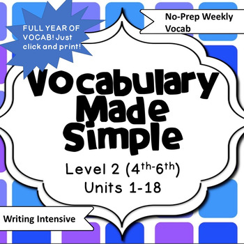 Preview of Vocabulary Made Simple-Level 2 Units 1-18 MEGABUNDLE-4th,5th,6th No-Prep!