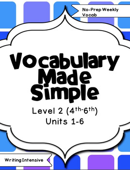 Preview of Vocabulary Made Simple-Level 2 Units 1-6 Bundle--No Prep Vocab for 4th/5th/6th