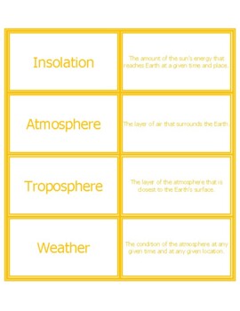 Preview of Vocabulary Match-Up for Science Weather Unit