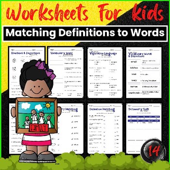 Preview of Vocabulary Matching Definitions to Words Worksheets Figurative Language