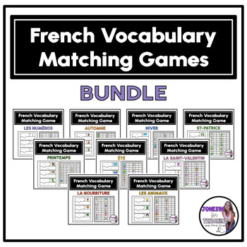 Preview of Vocabulary Matching Game Puzzles Core French Centres French Sub Plans BUNDLE