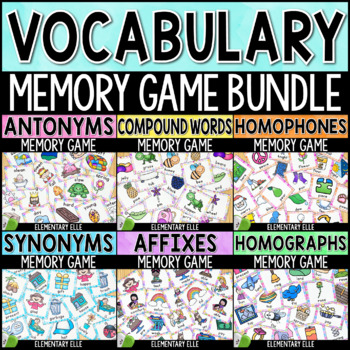 Preview of Vocabulary Memory Game Bundle | Literacy Center Task Cards