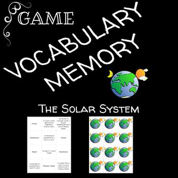 Preview of Vocabulary Memory Game Unit 5 The Solar System