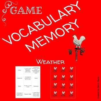 Preview of Vocabulary Memory Game Unit 6 Weather