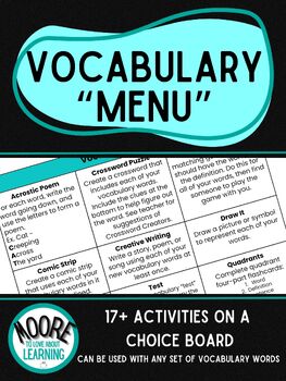 Preview of Vocabulary Menu