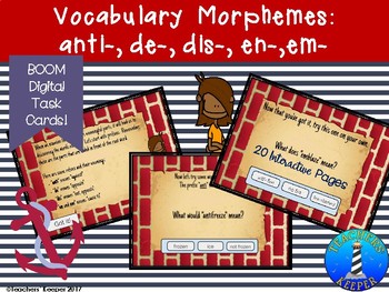 Preview of Vocabulary Morpheme Study of Prefixes Anti-, De-, Dis-, En-: Digital Task Cards