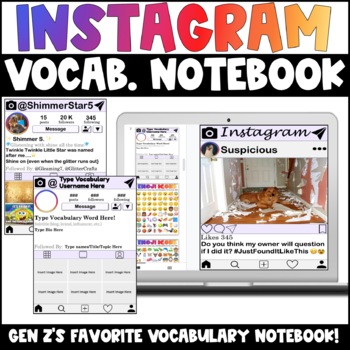 Preview of Vocabulary Notebook | Instagram Style | Google Slides | Editable Templates