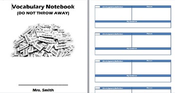 Preview of Vocabulary Notebook Template