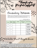Vocabulary Notebook for ANY text