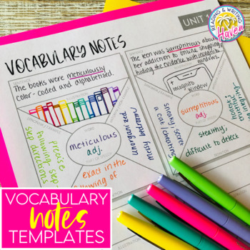 Preview of Vocabulary Notes Pages and Graphic Organizers