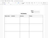 Vocabulary Notes Template 