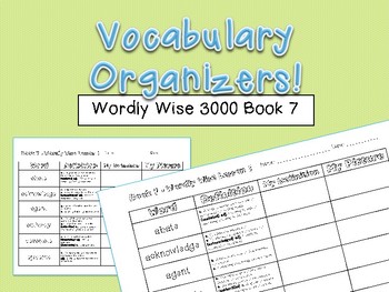 Preview of Vocabulary Organizers - Wordly Wise 3000 Book 7