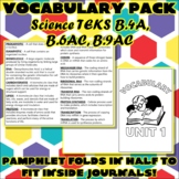 Vocabulary Pack for Biology Science TEKS Unit 1