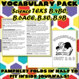 Vocabulary Pack for Biology Science TEKS Unit 2 & 3