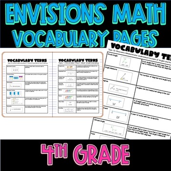 Preview of Vocabulary Pages Interactive Notebook- EnVision Math Topics 1-16 4th Grade