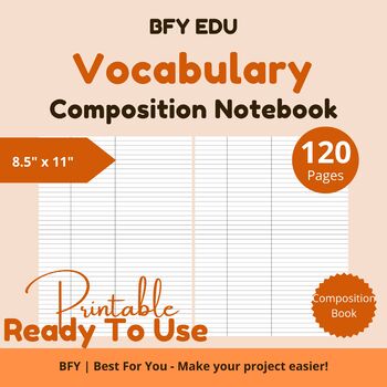 Preview of Vocabulary Paper  8.5″ x 11″ 120 pages