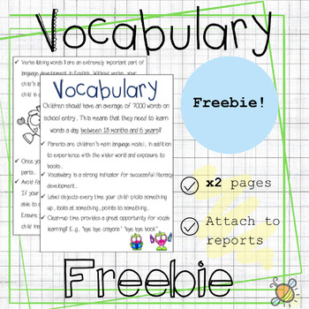Preview of Vocabulary | Parent teacher handout | Speech and language therapy | SLT | SLP