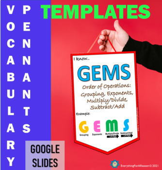 Preview of Vocabulary Pennants Templates Editable * Google Slides