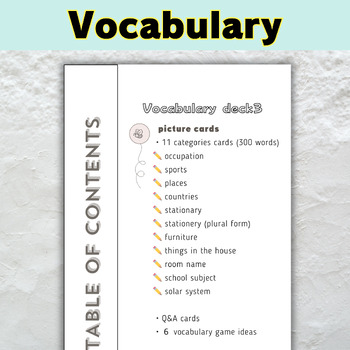 Vocabulary Picture Cards for ESL Kids | deck 3 | TPT