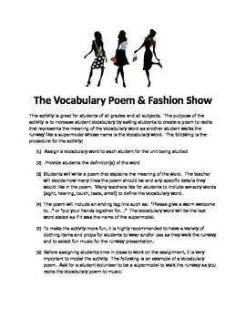 Preview of Vocabulary Poem & Fashion Show