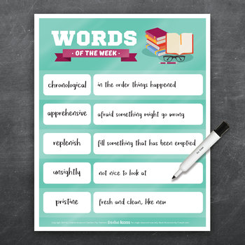 Preview of Dry-Erase Vocabulary Poster: Words of the Week