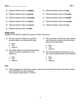 Vocabulary Power Plus Lesson 3 Practice Test/Worksheet by EZ-Test