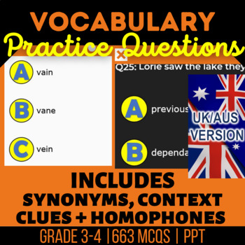 Preview of Vocabulary PowerPoint Bundle Context Clues, Homophones, Synonyms, Defining Words