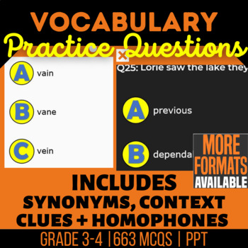 Preview of Vocabulary PowerPoints Bundle | Context Clues Homophones Synonyms Defining Words