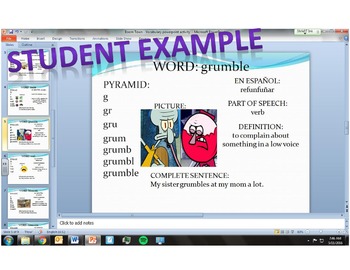 Preview of Vocabulary PPT Reading Center Technology Activity (Bilingual Spanish-English)