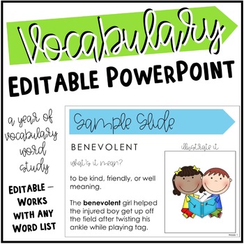 Preview of Vocabulary Powerpoint for Middle Schoolers | Editable and Easy to Use
