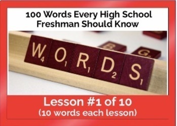 Preview of 100 Words for HS Freshmen, Lesson #1 -  PAPER or EASEL ACTIVITY + BOOM CARDS!