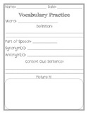 Vocabulary Practice Sheet
