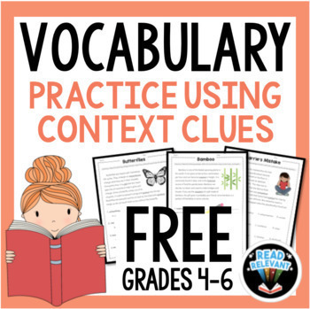 Preview of Context Clues Worksheet : Free Vocabulary Activities 4th 5th 6th grade