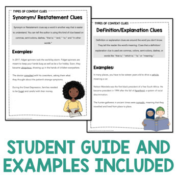 Context Clues and Vocabulary Worksheets Distance Learning 3rd Grade