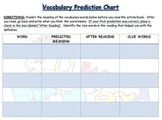 Vocabulary Prediction Chart Context Clues Practice