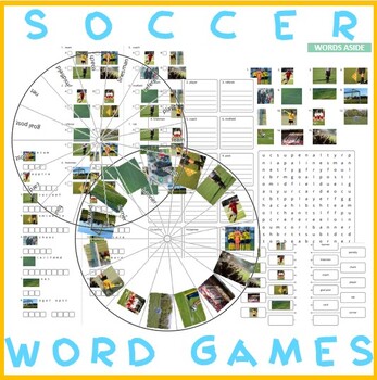 Preview of Vocabulary Puzzle Writing Worksheets Crossword Word Search Anagram SOCCER