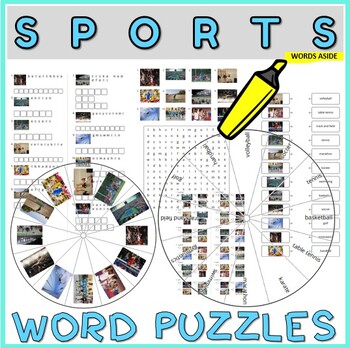 Preview of Vocabulary Puzzle Writing Worksheets Crossword Word Search Anagram SPORTS