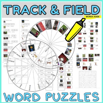 Preview of Vocabulary Puzzle Writing Worksheets Crossword Word Search Anagram TRACK FIELD
