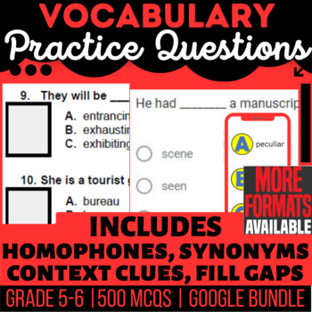 Preview of Vocabulary Review Worksheets | Context Clues Defining Words | Digital Resources