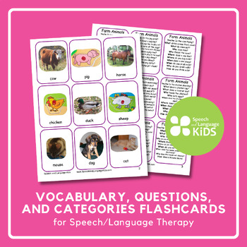 Preview of Vocabulary, Questions, and Categories Flashcards for Speech/Language Therapy