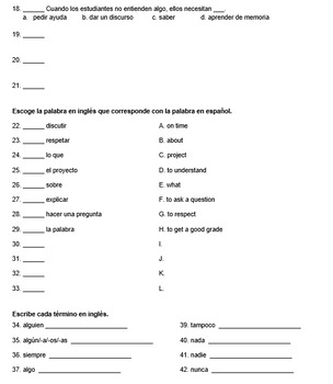 Vocabulary Quiz Chapter 1a Realidades 2 For Pdf And Google Slides