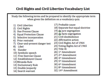 Civil Rights and Civil Liberties Vocab Quiz: AP® Government (UPDATED